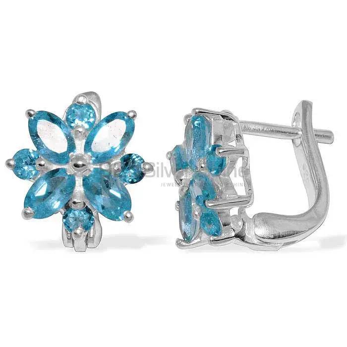 Natural Blue Topaz Gemstone Earrings In 925 Sterling Silver Jewelry 925SE885
