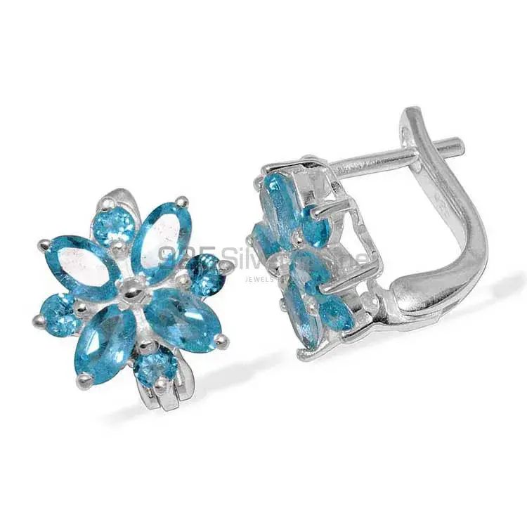 Natural Blue Topaz Gemstone Earrings In 925 Sterling Silver Jewelry 925SE885_0