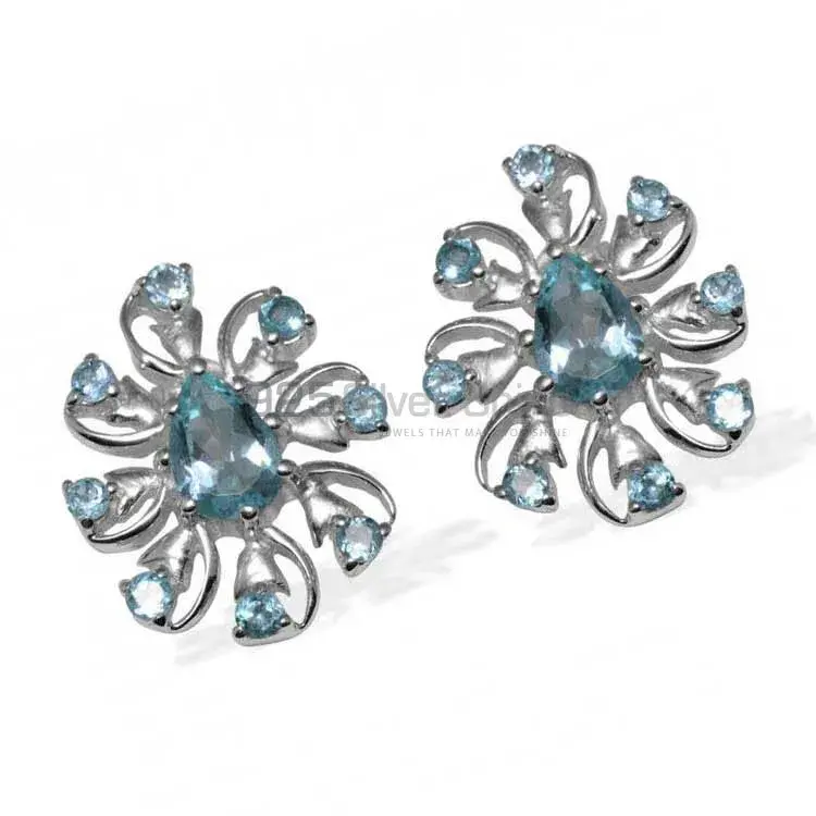 Natural Blue Topaz Gemstone Earrings In 925 Sterling Silver Jewelry 925SE964_0