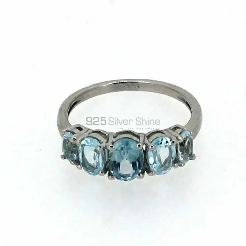 Natural Blue Topaz Gemstone Handmade Ring In 925 Silver 925SR08-2