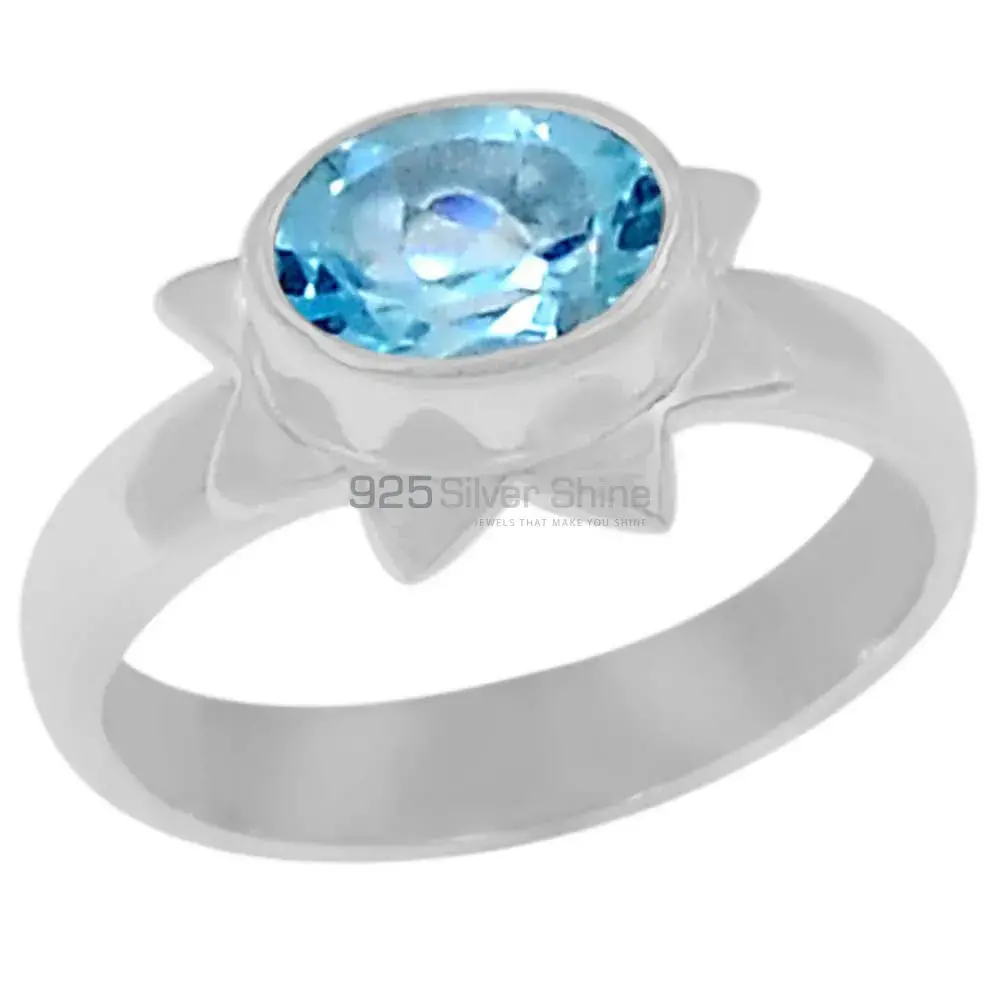 Natural Blue Topaz Gemstone Handmade Ring In Solid Silver 925SR077-6