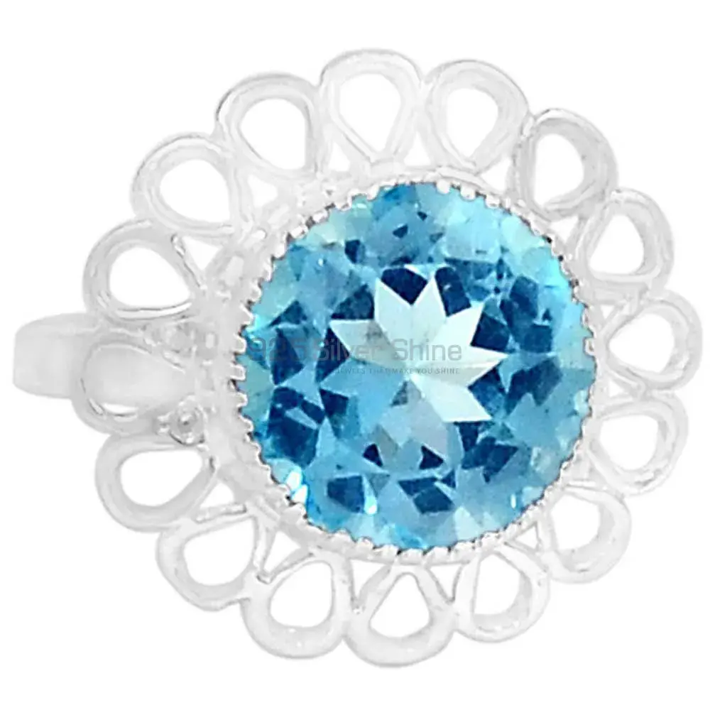 Natural Blue Topaz Gemstone Handmade Ring In Sterling Silver 925SR087-5