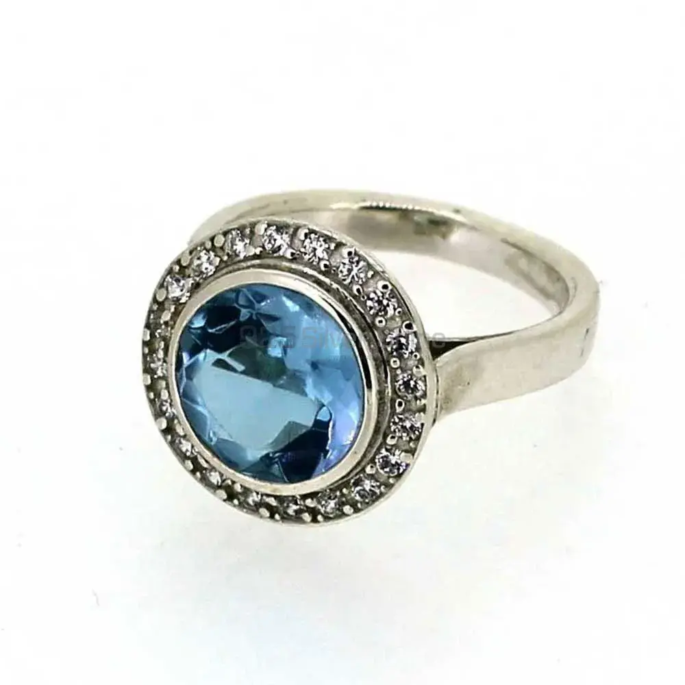Natural Blue Topaz Gemstone Ring In Solid Silver 925SR026