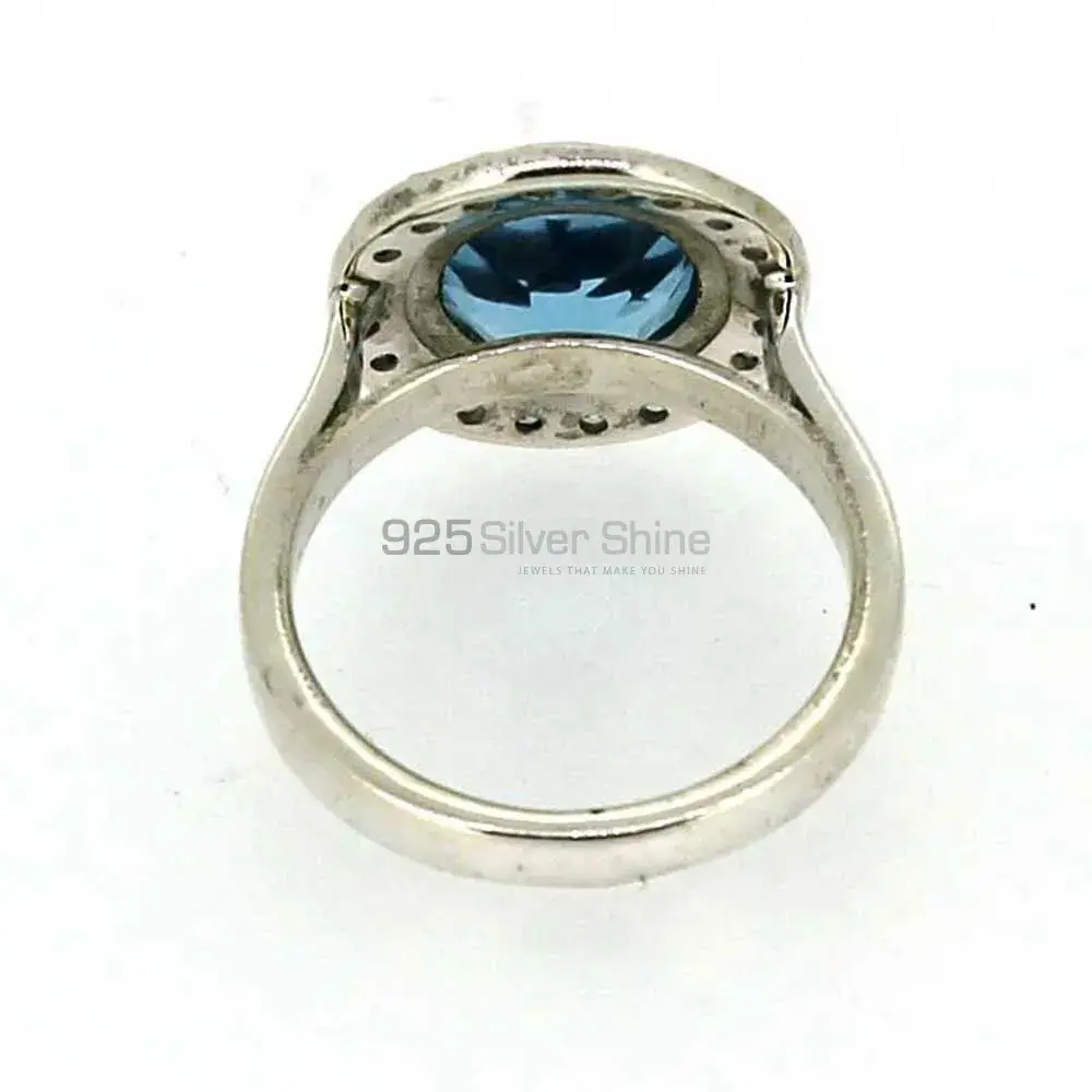 Natural Blue Topaz Gemstone Ring In Solid Silver 925SR026_1
