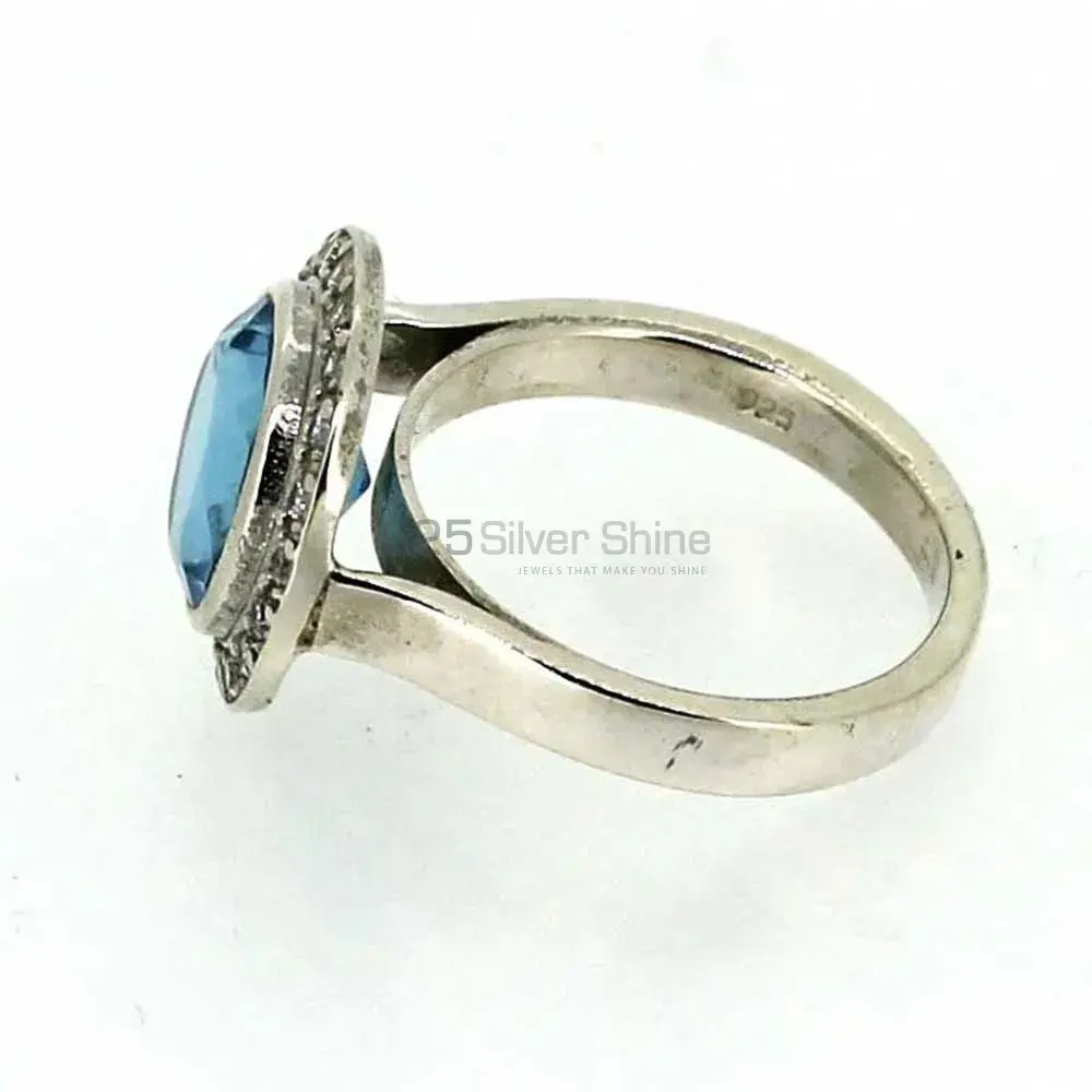 Natural Blue Topaz Gemstone Ring In Solid Silver 925SR026_1