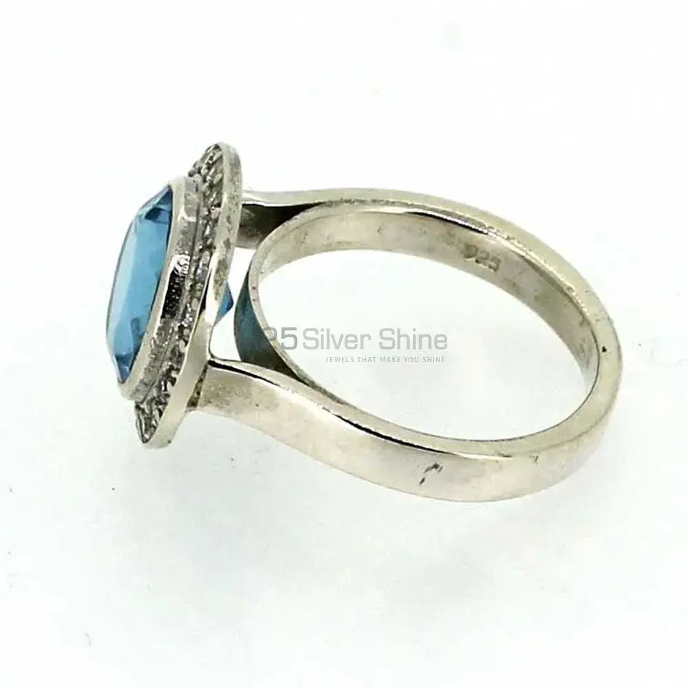 Natural Blue Topaz Gemstone Ring In Solid Silver 925SR026_2