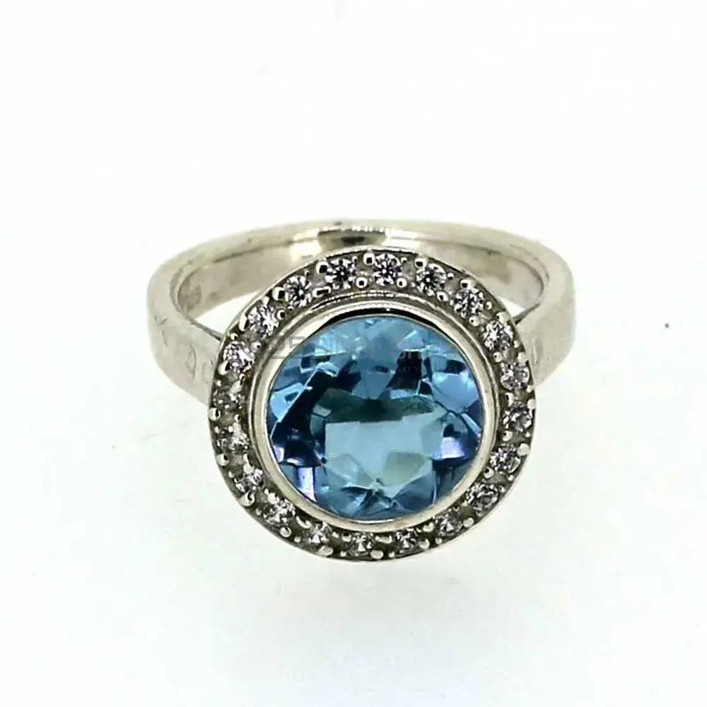Natural Blue Topaz Gemstone Ring In Solid Silver 925SR026_3