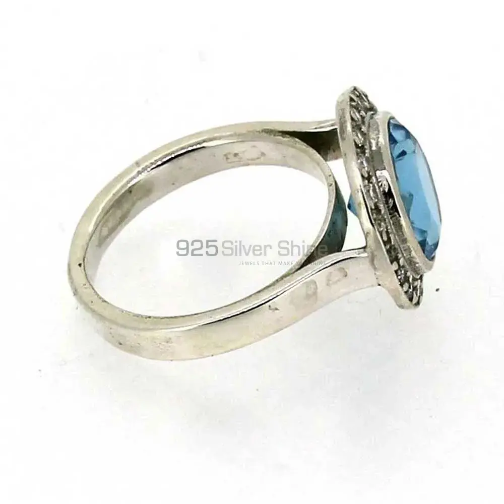 Natural Blue Topaz Gemstone Ring In Solid Silver 925SR026_4
