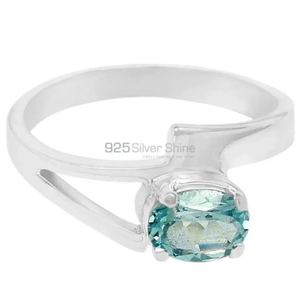 Natural Blue Topaz Gemstone Ring In Sterling Silver 925SR088-7