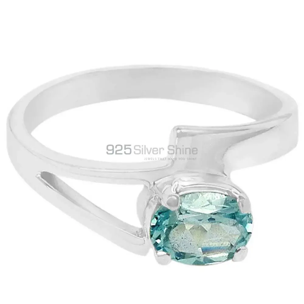 Natural Blue Topaz Gemstone Ring In Sterling Silver 925SR088-7_0
