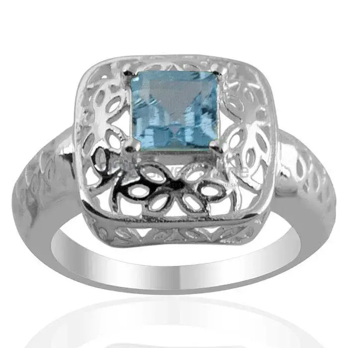Natural Blue Topaz Gemstone Rings In 925 Sterling Silver 925SR1369