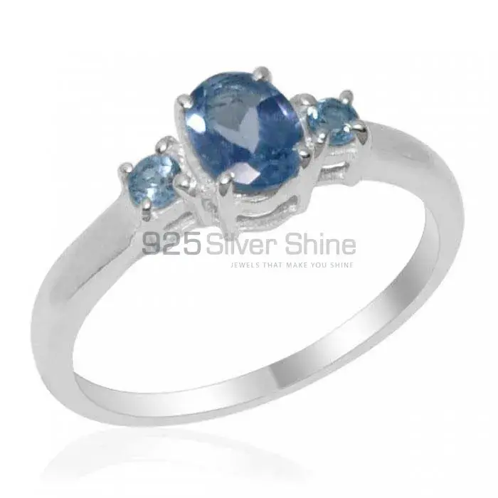 Natural Blue Topaz Gemstone Rings In 925 Sterling Silver 925SR1831