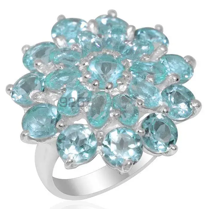 Natural Blue Topaz Gemstone Rings In Solid 925 Silver 925SR2150