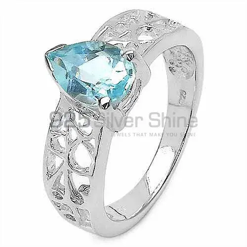 Natural Blue Topaz Gemstone Rings In Solid 925 Silver 925SR3186_2
