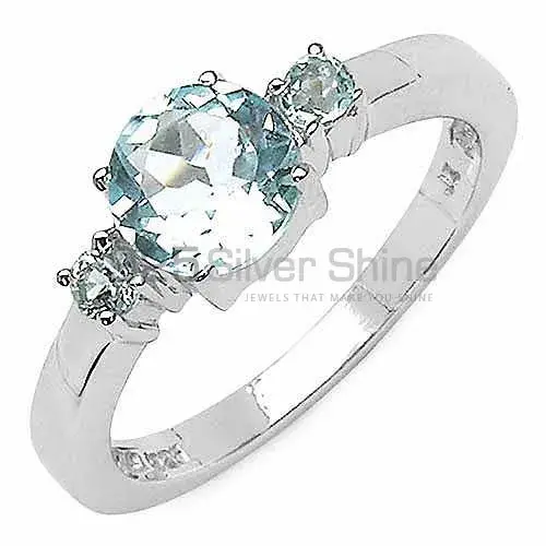 Natural Blue Topaz Gemstone Rings In Solid 925 Silver 925SR3201