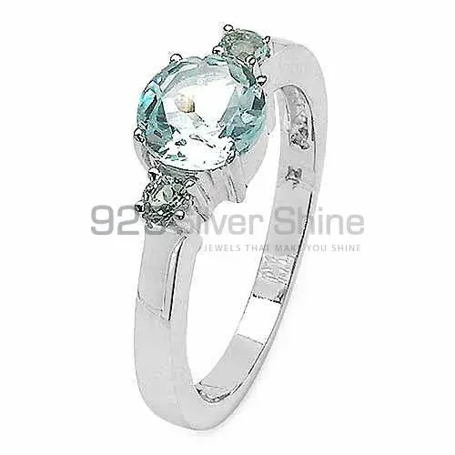 Natural Blue Topaz Gemstone Rings In Solid 925 Silver 925SR3201_1