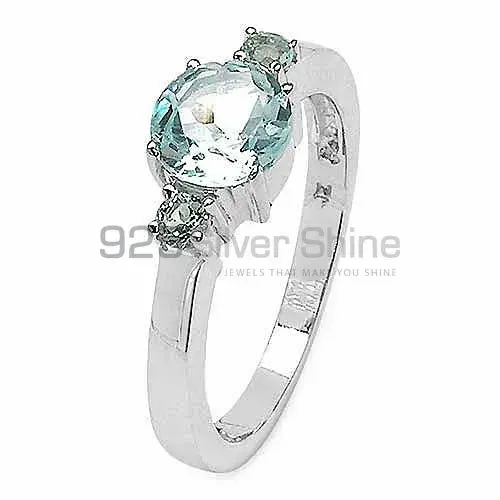 Natural Blue Topaz Gemstone Rings In Solid 925 Silver 925SR3201_2
