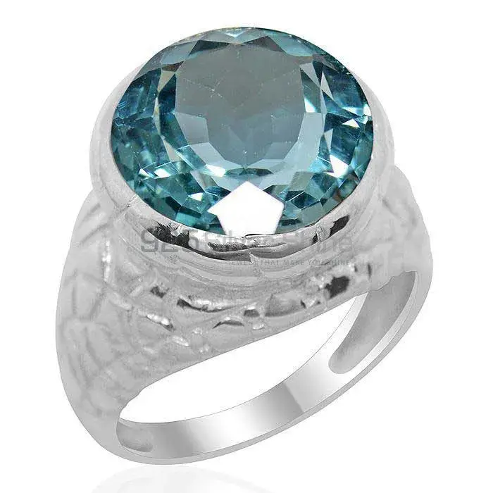 Natural Blue Topaz Gemstone Rings Suppliers In 925 Sterling Silver Jewelry 925SR2174