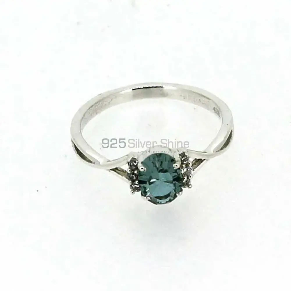 Natural Blue Topaz Semi Precious Gemstone Ring In 925 Silver 925SR051-4