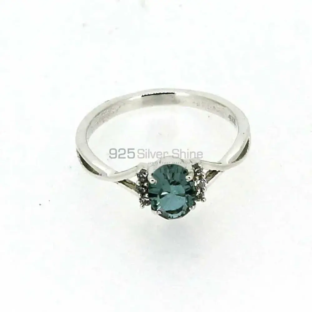Natural Blue Topaz Semi Precious Gemstone Ring In 925 Silver 925SR051-4_0