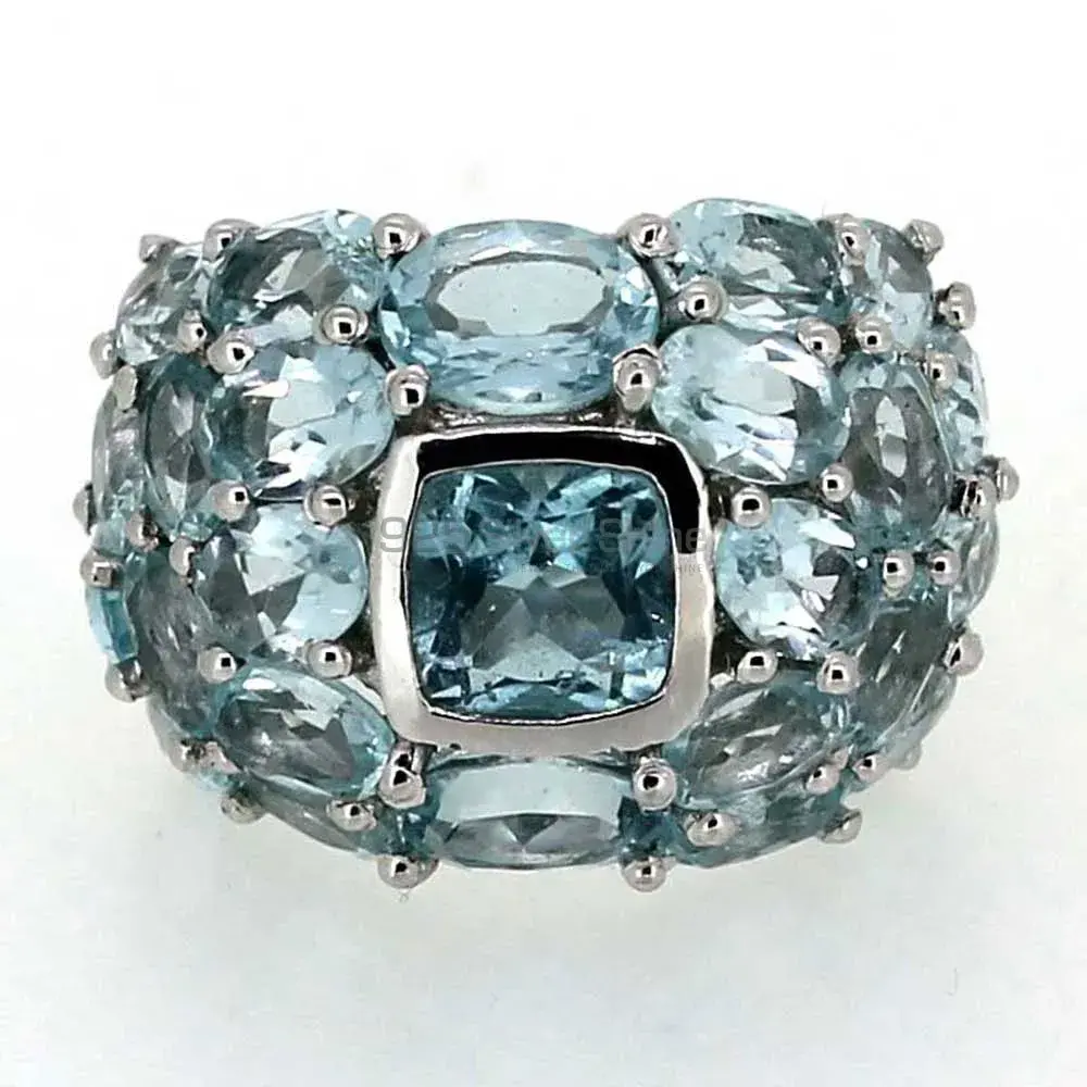 Natural Blue Topaz Semi Precious Gemstone Ring In 925 Sterling Silver 925SR021