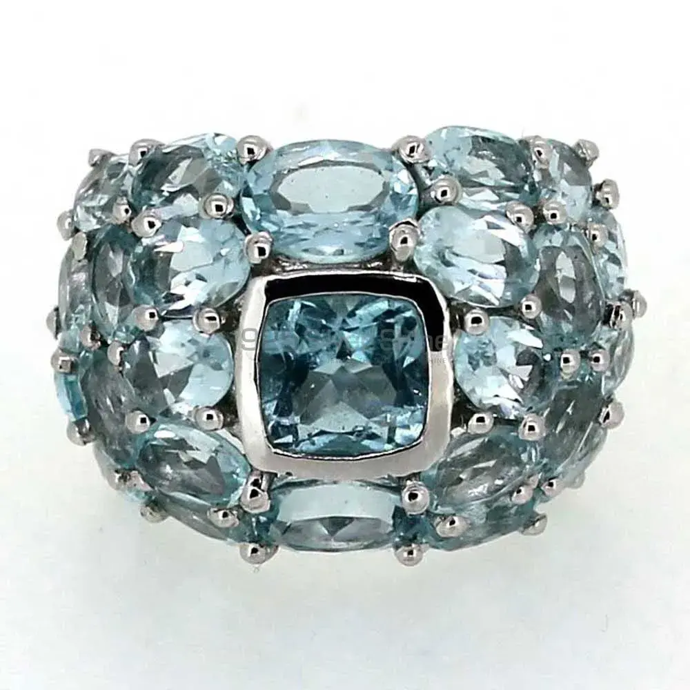 Natural Blue Topaz Semi Precious Gemstone Ring In 925 Sterling Silver 925SR021_0