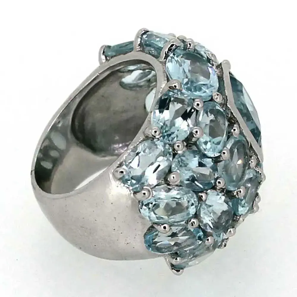 Natural Blue Topaz Semi Precious Gemstone Ring In 925 Sterling Silver 925SR021_0
