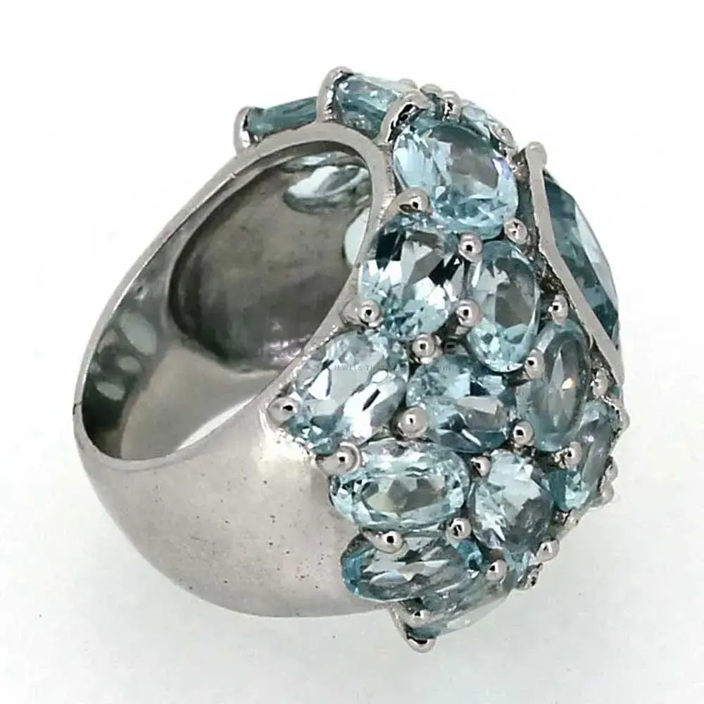 Natural Blue Topaz Semi Precious Gemstone Ring In 925 Sterling Silver 925SR021_1