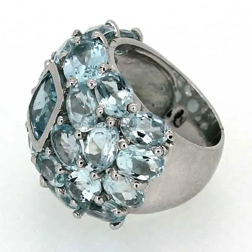 Natural Blue Topaz Semi Precious Gemstone Ring In 925 Sterling Silver 925SR021_1