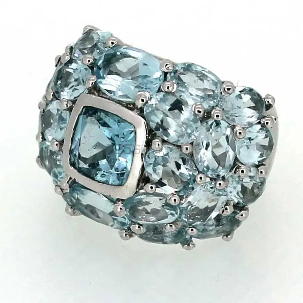 Natural Blue Topaz Semi Precious Gemstone Ring In 925 Sterling Silver 925SR021_3
