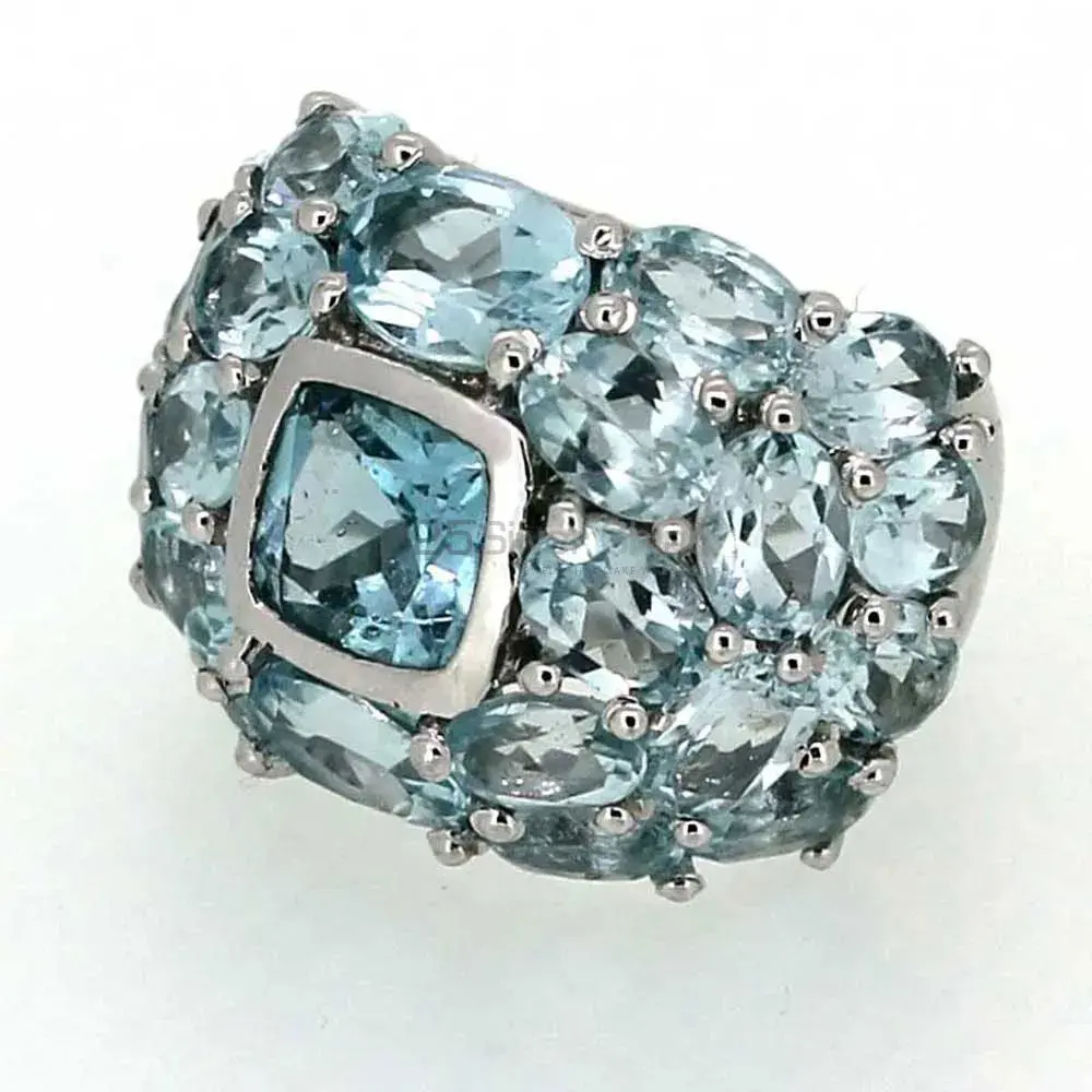 Natural Blue Topaz Semi Precious Gemstone Ring In 925 Sterling Silver 925SR021_4