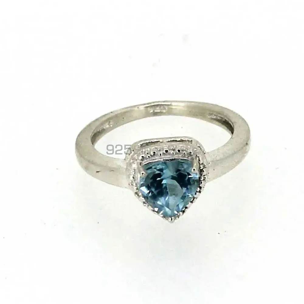 Natural Blue Topaz Semi Precious Gemstone Ring In Sterling Silver 925SR04-3