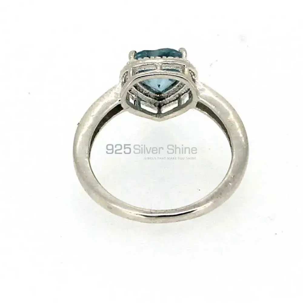 Natural Blue Topaz Semi Precious Gemstone Ring In Sterling Silver 925SR04-3_2