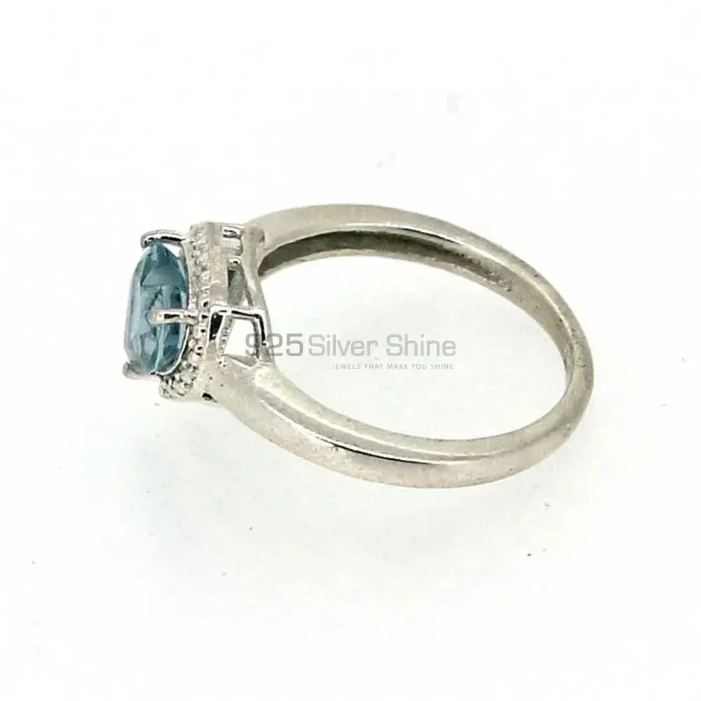 Natural Blue Topaz Semi Precious Gemstone Ring In Sterling Silver 925SR04-3_2