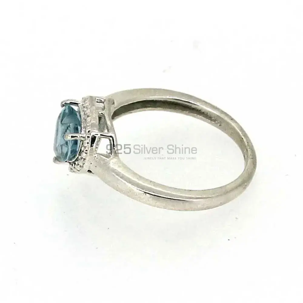 Natural Blue Topaz Semi Precious Gemstone Ring In Sterling Silver 925SR04-3_3