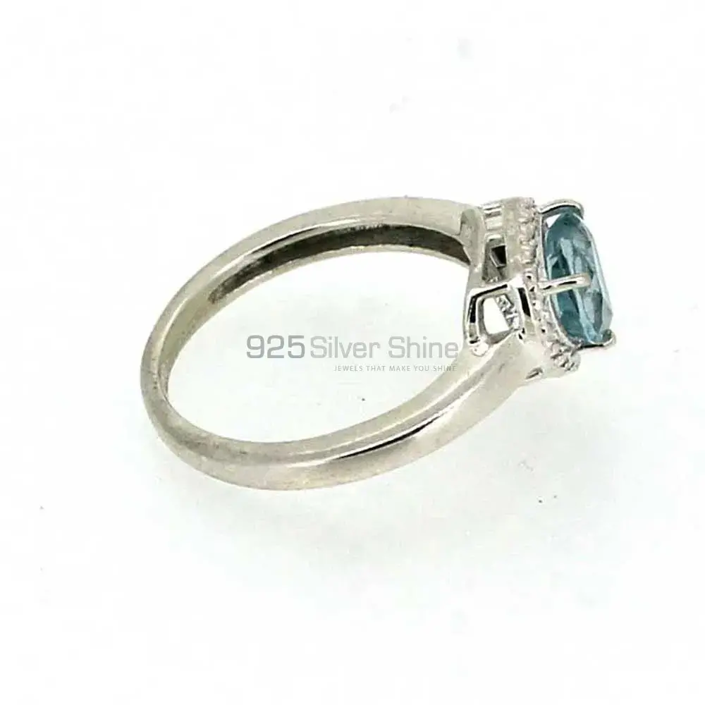Natural Blue Topaz Semi Precious Gemstone Ring In Sterling Silver 925SR04-3_3