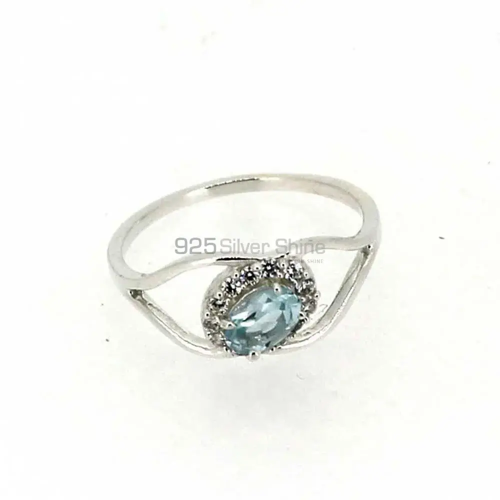 Natural Blue Topaz Semi Precious Gemstone Ring In Sterling Silver 925SR044-3_0
