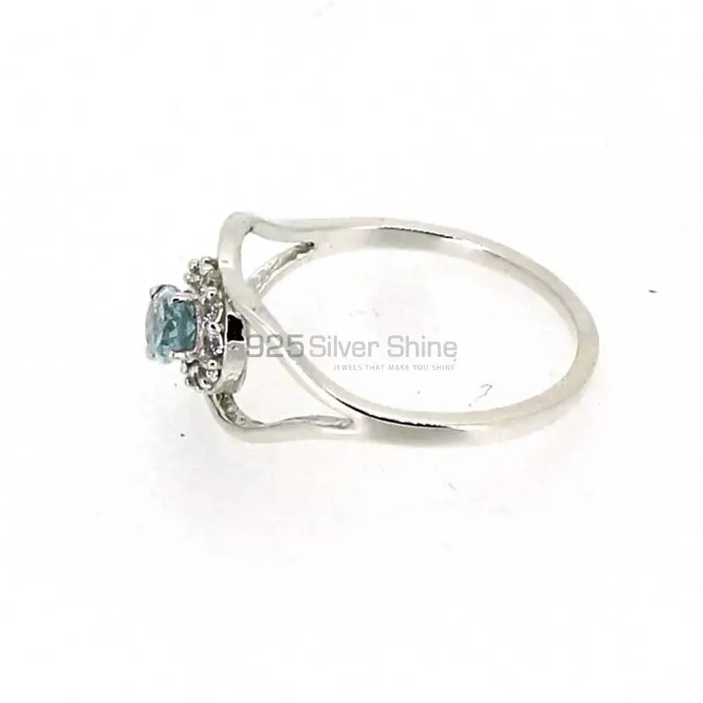 Natural Blue Topaz Semi Precious Gemstone Ring In Sterling Silver 925SR044-3_0