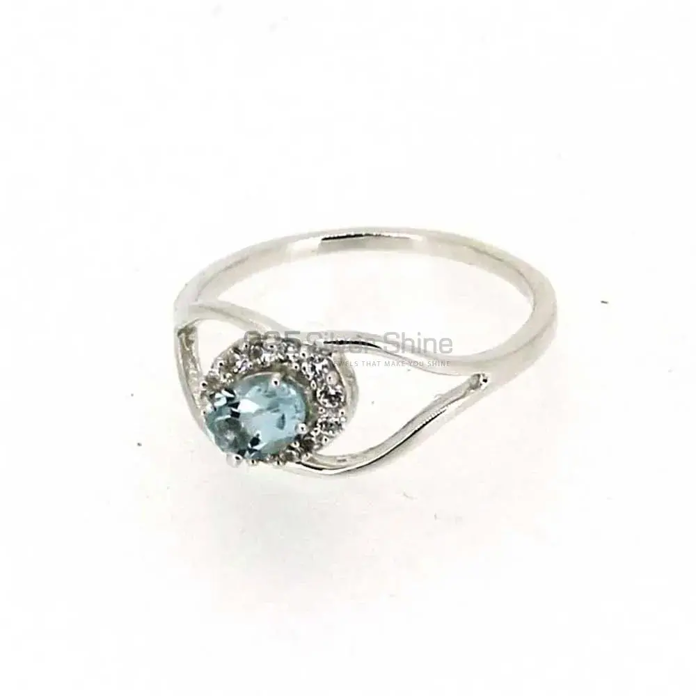 Natural Blue Topaz Semi Precious Gemstone Ring In Sterling Silver 925SR044-3_2