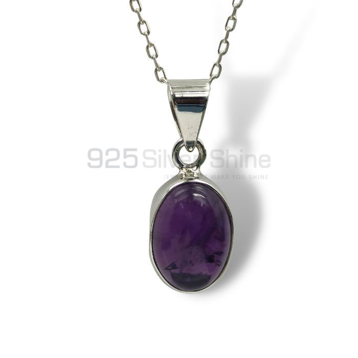 Natural Cabochon Amethyst Gemstone Pendant In Sterling Silver 925NSP11