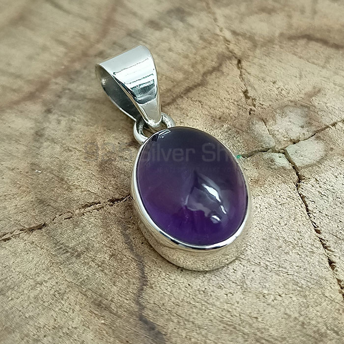 Natural Cabochon Amethyst Gemstone Pendant In Sterling Silver 925NSP11_1