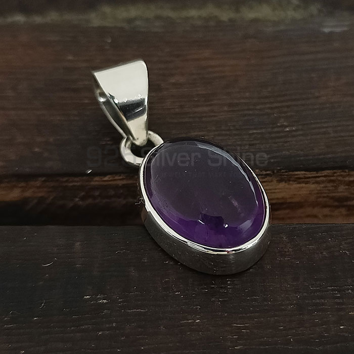 Natural Cabochon Amethyst Gemstone Pendant In Sterling Silver 925NSP11_4