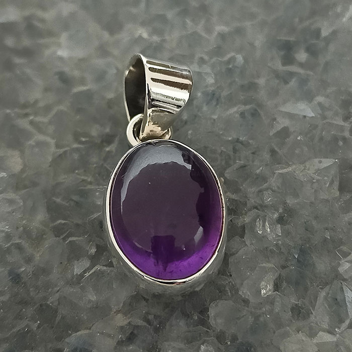 Natural Cabochon Amethyst Gemstone Pendant In Sterling Silver 925NSP11_5