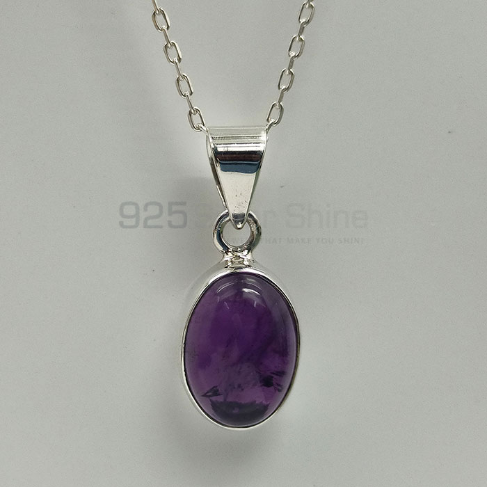 Natural Cabochon Amethyst Gemstone Pendant In Sterling Silver 925NSP11_6