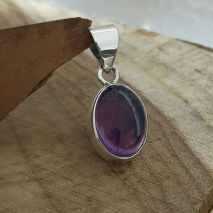 Natural Cabochon Amethyst Gemstone Pendant In Sterling Silver 925NSP11_7