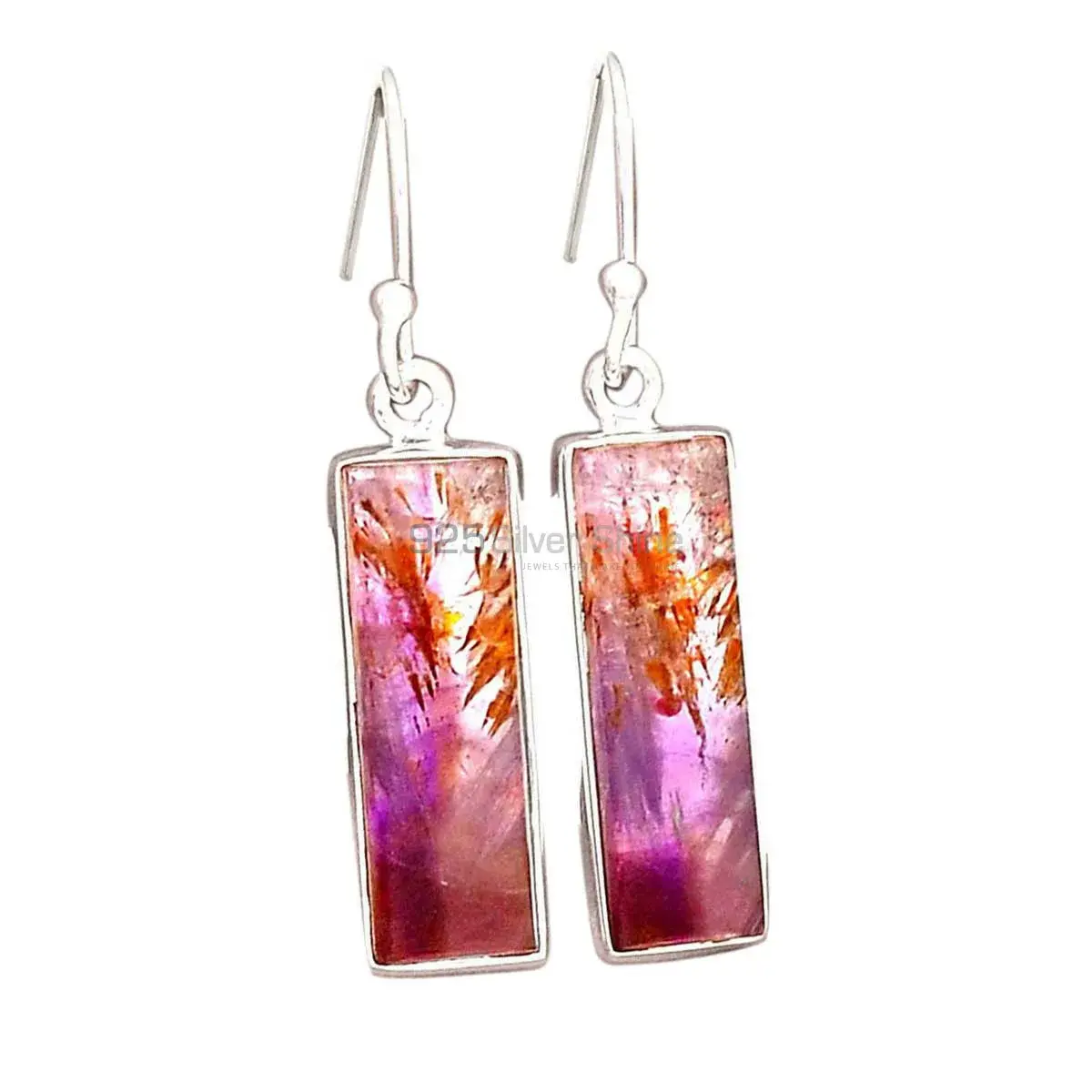 Natural Cacoxenite Gemstone Earrings In 925 Sterling Silver 925SE2497