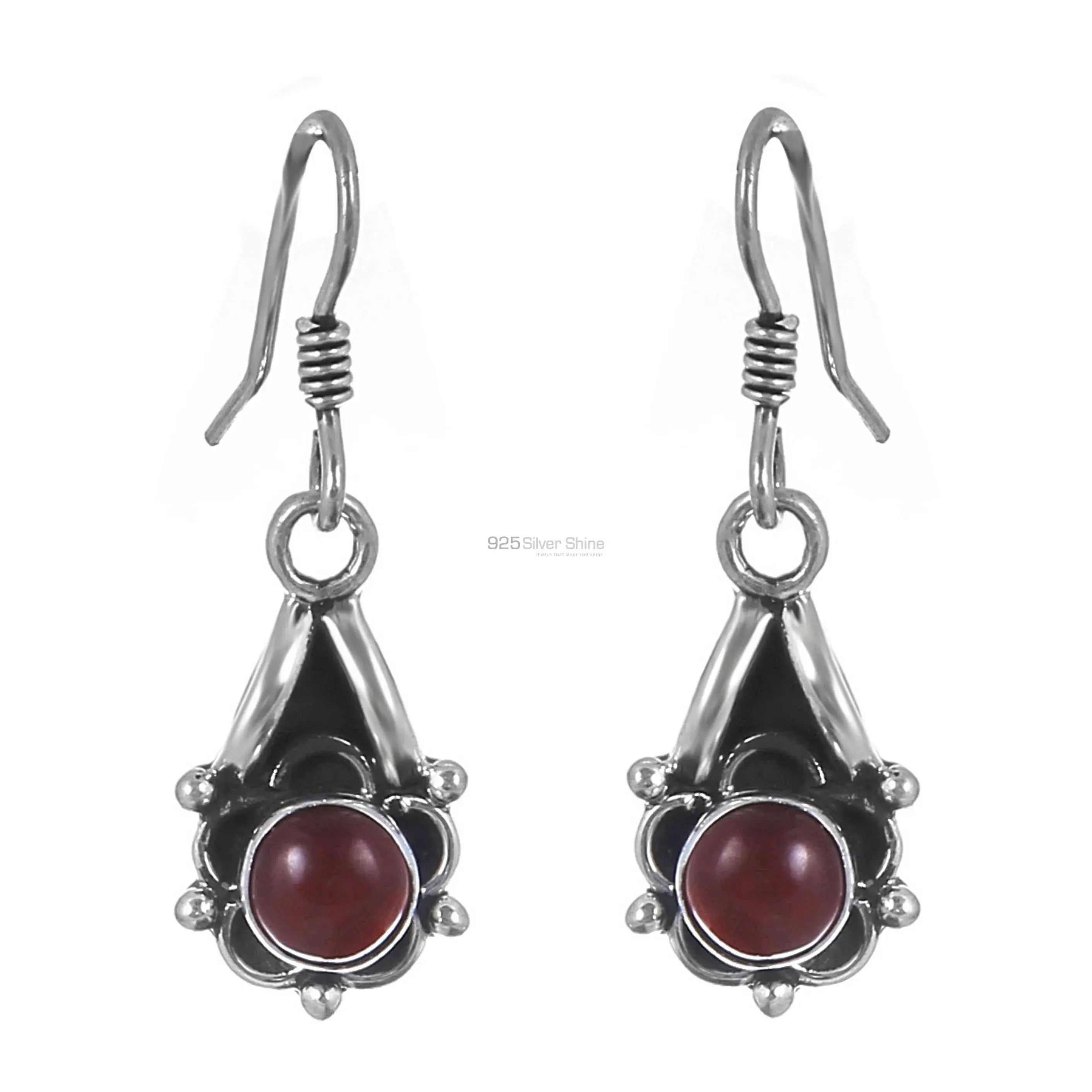 Natural Carnelian Semi Precious Gemstone Earring In Solid Silver 925SE168