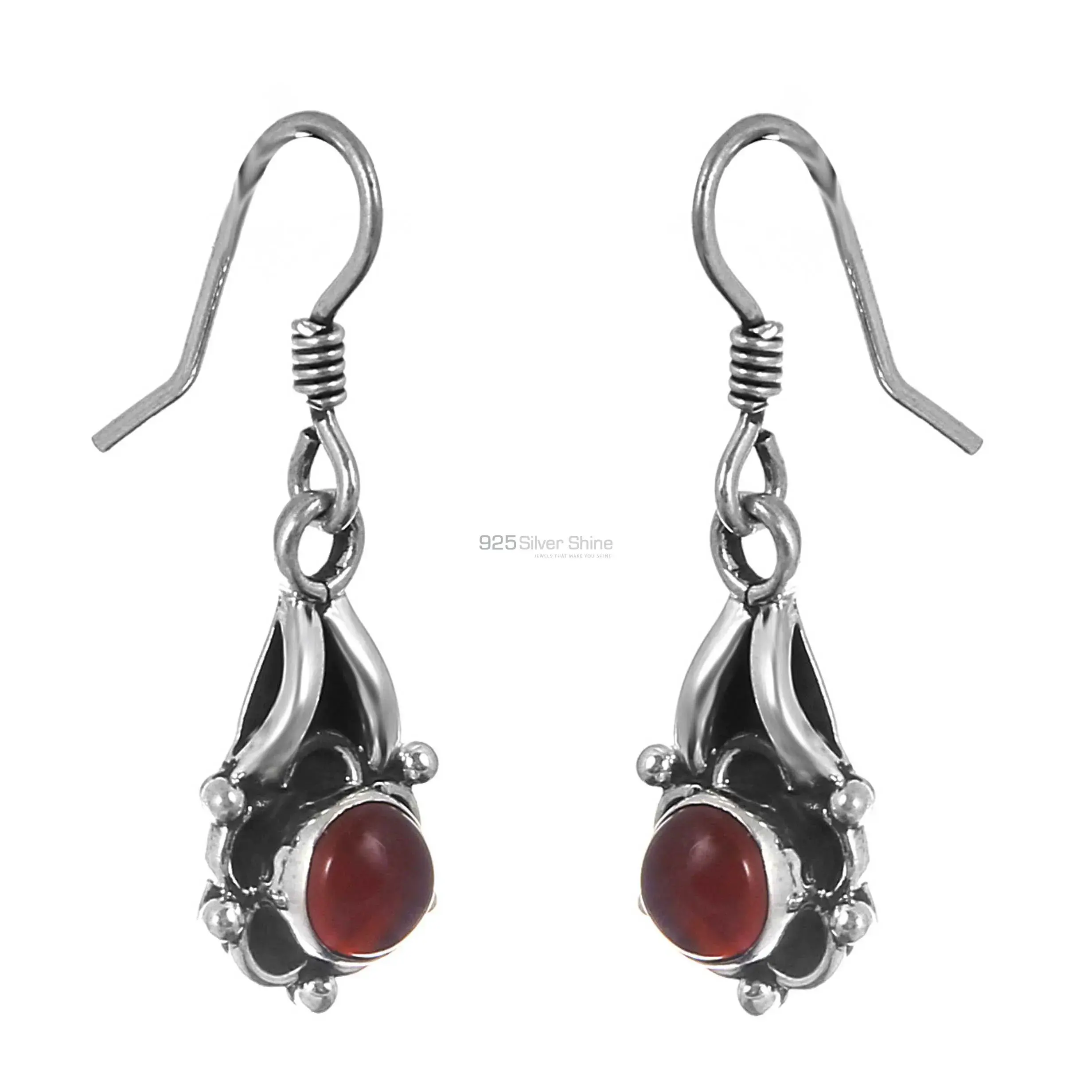 Natural Carnelian Semi Precious Gemstone Earring In Solid Silver 925SE168_0