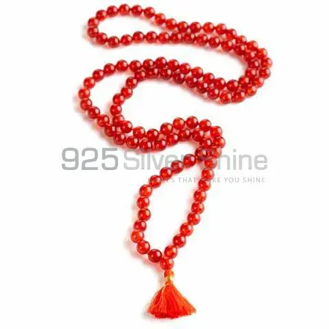 Natural Carnelian Semi Precious Stone Mala Necklace 925MBC105