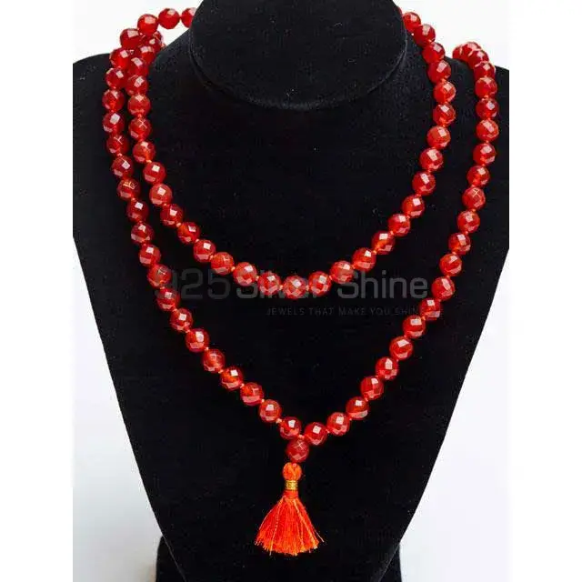 Natural Carnelian Semi Precious Stone Mala Necklace 925MBC105_1